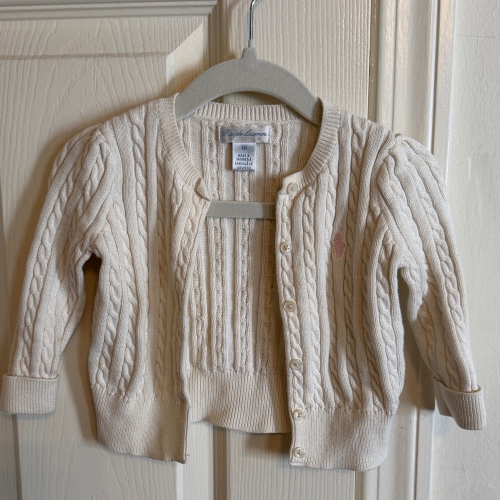 Ralph Lauren Cream Cable Knit Baby Sweater